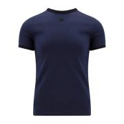 Blauwe Crew-neck T-shirt met Logo Courrèges , Blue , Heren