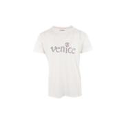 Witte T-shirt met Venice Be Nice Print ERL , White , Heren