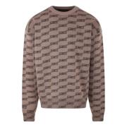 Oversized Sweater met BB Logo Jacquard Balenciaga , Brown , Heren