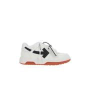 Witte Leren Lage Sneakers met Pijl Patch Off White , White , Dames