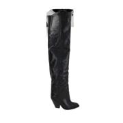 Zwarte Leren Overknee Laarzen Isabel Marant , Black , Dames