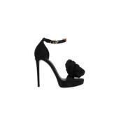 Zwarte Bloemen Platform Sandalen Dolce & Gabbana , Black , Dames