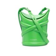 Groene Curve Bucket Tas met Kruisband Alexander McQueen , Green , Dame...