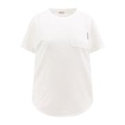 Wit Crew-Neck T-Shirt met Zak Brunello Cucinelli , White , Dames