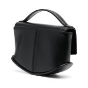 Zwarte leren handtas met zilveren hardware Durazzi Milano , Black , Da...