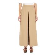 Wijde pijpen katoenen broek Max Mara Weekend , Beige , Dames