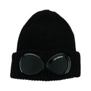 Extra Fijne Merino Goggle Beanie C.p. Company , Black , Heren