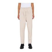 Relaxte Crepe Broek met Brede Taille 10Days , Beige , Dames