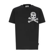 Zwarte katoenen T-shirt met contrasterend logo Philipp Plein , Black ,...