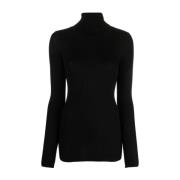 Zwarte Ribgebreide Trui Wild Cashmere , Black , Dames