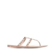 Rockstud Spike Platte Sandalen Valentino Garavani , Pink , Dames