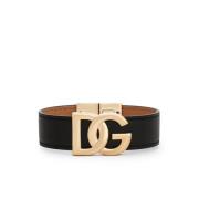 Zwarte Leren Bijoux met Logo Detail Dolce & Gabbana , Black , Heren