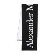 Zwart Logo Sjaal met Contrasterende Frappe Alexander McQueen , Black ,...