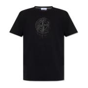 T-shirt met logo-opdruk Stone Island , Black , Heren