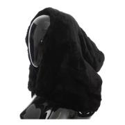 Zwarte Wezel Bont Hooded Sjaal Wrap Dolce & Gabbana , Black , Unisex