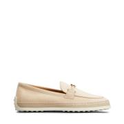 Beige Loafers met Gesp en Gouden Afwerkingen Tod's , Beige , Dames