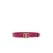 Rode Glanzende Riem met Verstelbare Logo Gesp Dolce & Gabbana , Red , ...