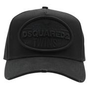 Versleten baseballpet met geborduurd logo Dsquared2 , Black , Heren