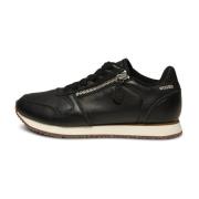 Ydun Leather Zipper - Trendy Leren Sneakers Woden , Black , Dames
