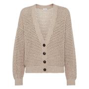 Gemengd katoenen Cardigan Brunello Cucinelli , Beige , Dames