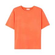 Klassiek Ronde Hals T-shirt American Vintage , Orange , Dames