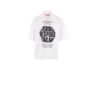 Witte Bowling Shirt met Contrast Lettering Prints Marni , White , Here...