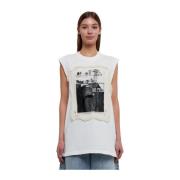 Zwart Print Oversized T-Shirt Maison Margiela , White , Dames