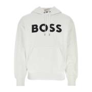 Klassieke Witte Katoenen Hoodie Boss , White , Heren