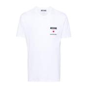 Geborduurd Logo Crew Neck T-shirt Moschino , White , Heren