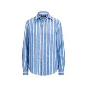 Casual Linnen Overhemd met Geborduurd Logo Polo Ralph Lauren , Blue , ...