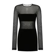 Zwarte Jurk met Semi-Transparante Panelen Norma Kamali , Black , Dames