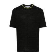 Zwarte Logo Gestreepte T-shirts en Polos Moschino , Black , Heren