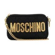 Zwarte stoffen crossbody tas Moschino , Black , Dames