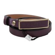 Maroon Leren Riem met Goudkleurige Hardware Gianfranco Ferré , Brown ,...