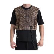 Leopard Zijden Mouwloze Sportswear Vest Dolce & Gabbana , Brown , Here...