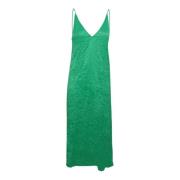 Elegante Groene Jurk met Gekreukte Stof Ganni , Green , Dames