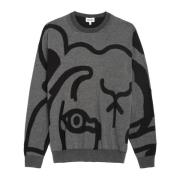 Heren Sweatshirt met Abstracte Tijgerprint Kenzo , Gray , Heren