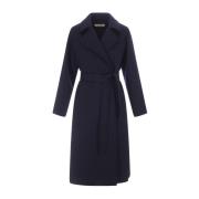 Blauwe Wol Wrap Jas Max Mara , Blue , Dames