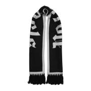 Zwarte Wollen Sjaal met Franjes en Logo Detail Palm Angels , Black , H...