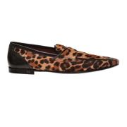 Bruine Leopard Print Loafers voor Heren Dolce & Gabbana , Brown , Here...
