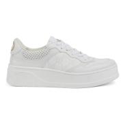 Witte Jacquard Leren Sneakers Gucci , White , Dames