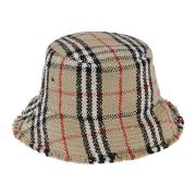 Stijlvolle Tweed Bucket Hat Burberry , Beige , Heren