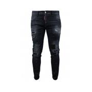 Donkergrijze Skater Jeans met Verfvlekken Dsquared2 , Black , Heren