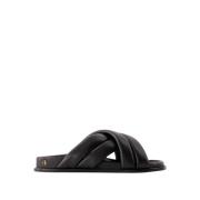 Zwarte Leren Lizzie Slides Anine Bing , Black , Dames