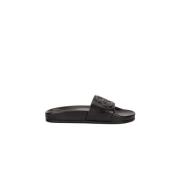 Piscine Slides Balenciaga , Black , Dames