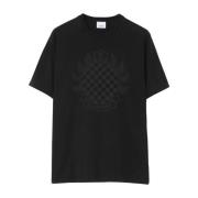 Zwart Katoenen T-Shirt met Logodetail Burberry , Black , Heren