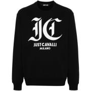 Zwarte Katoenen Fleece Sweaters Just Cavalli , Black , Heren