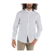 Slim-Fit Popeline Casual Overhemd Armani Exchange , White , Heren