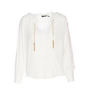 "Gouden Ketting V-Hals Shirt" Elisabetta Franchi , White , Dames