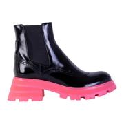 Fluo Pink Sole Chelsea Laarzen Alexander McQueen , Black , Dames